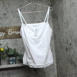 Charter Club Womens Lace-Trim Shelf-Bra Tank Top 100181113 White L